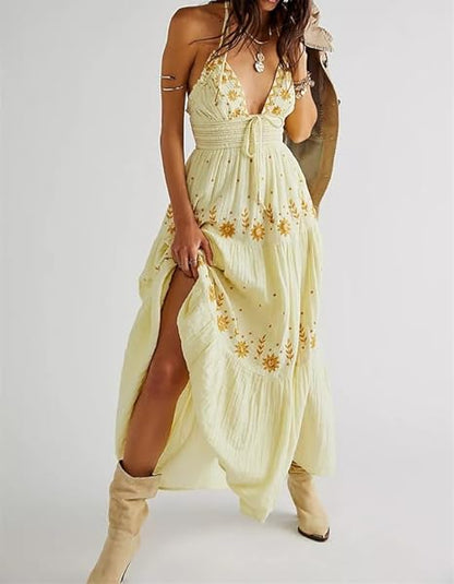 LM | Bohème embroidered maxi dress