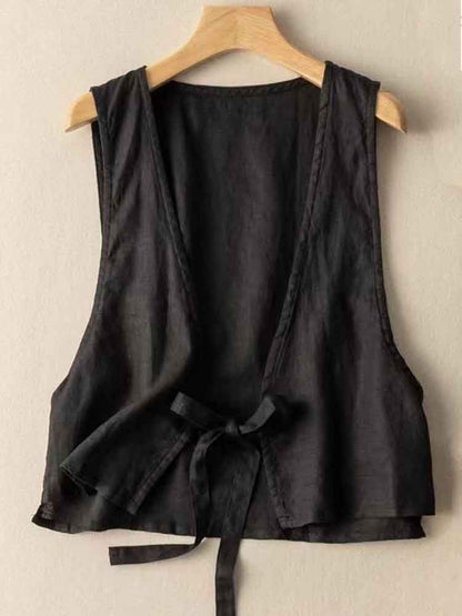 Women's Simple Versatile Linen Blend Casual Vest artswardrobe