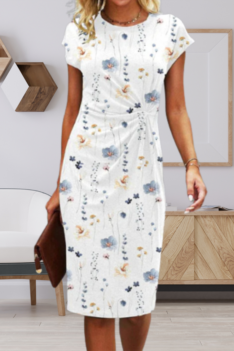 LM | Midi dress with floral pattern and twisted front