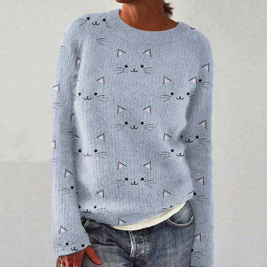 Cute Cat Full Print Art Women's Sweater elevenforest