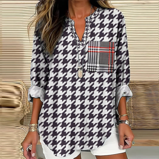 Comstylish Vintage Paisley Pattern Women's Linen V Neck Shirt