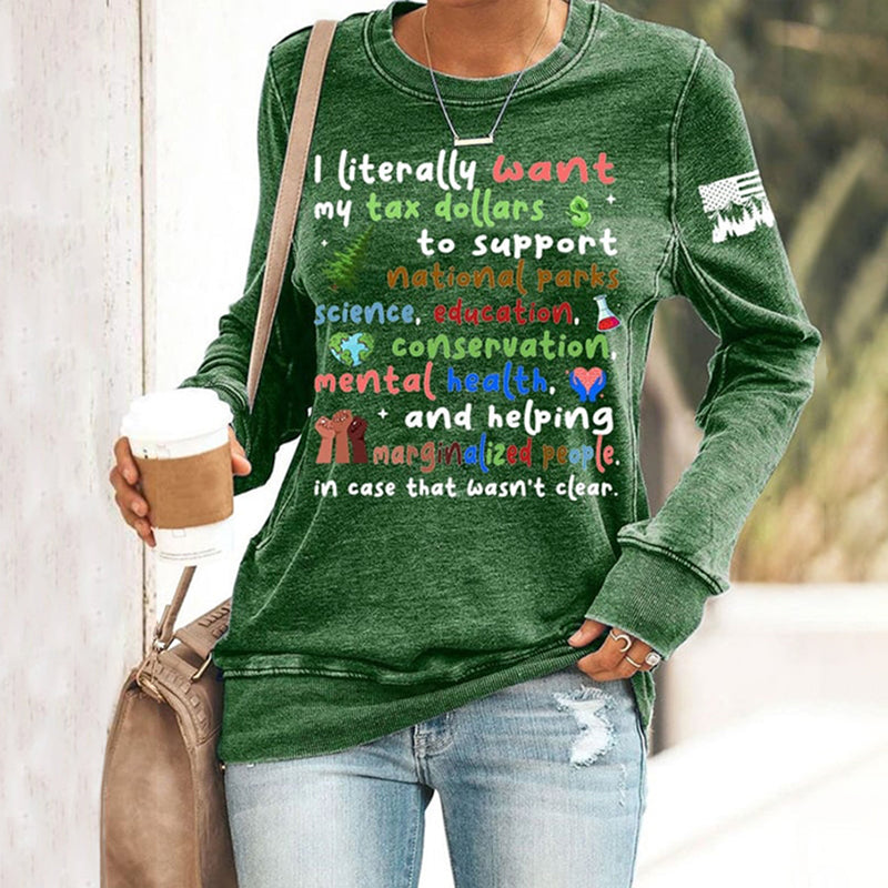 Comstylish Women's Support National Parks Print Round Neck Sweatshirt