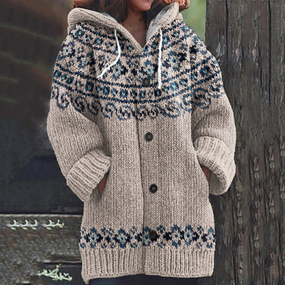 Vintage Icelandic Knit Jacquard Warmth Print Women's Sweater elevenforest