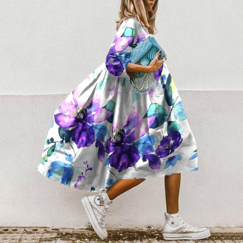 LM | Flowing midi dress with floral pattern