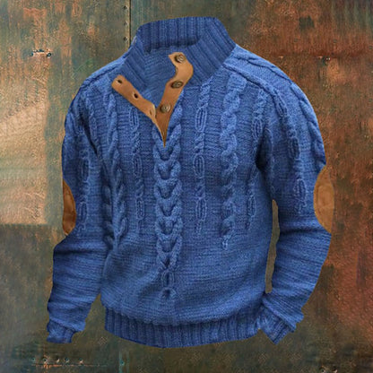 Men's Knit Cable Button-Down Sweater elevenforest