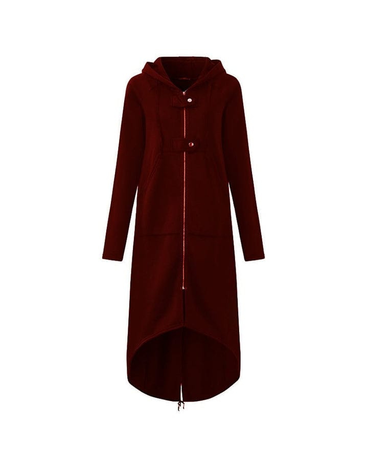 LM | Long women's jacket with zipper and buttons