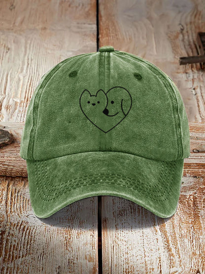 Comstylish Unisex Casual Pet Dog And Cat Print Washed Hat