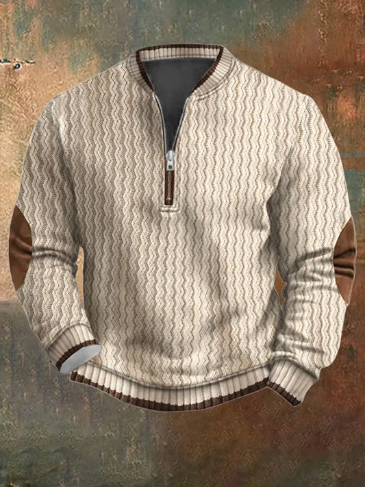 Men's Vintage Printed Casual Zipper Sweatshirt elevenforest