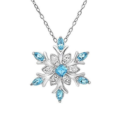 Comstylish Classy Snowflake Diamond Studded Pendant Necklace