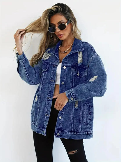 LM | Trendy oversized denim jacket for women