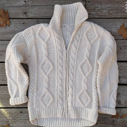 Men'S Cozy Knitted Jacquard Aran Sweater Cardigan artswardrobe