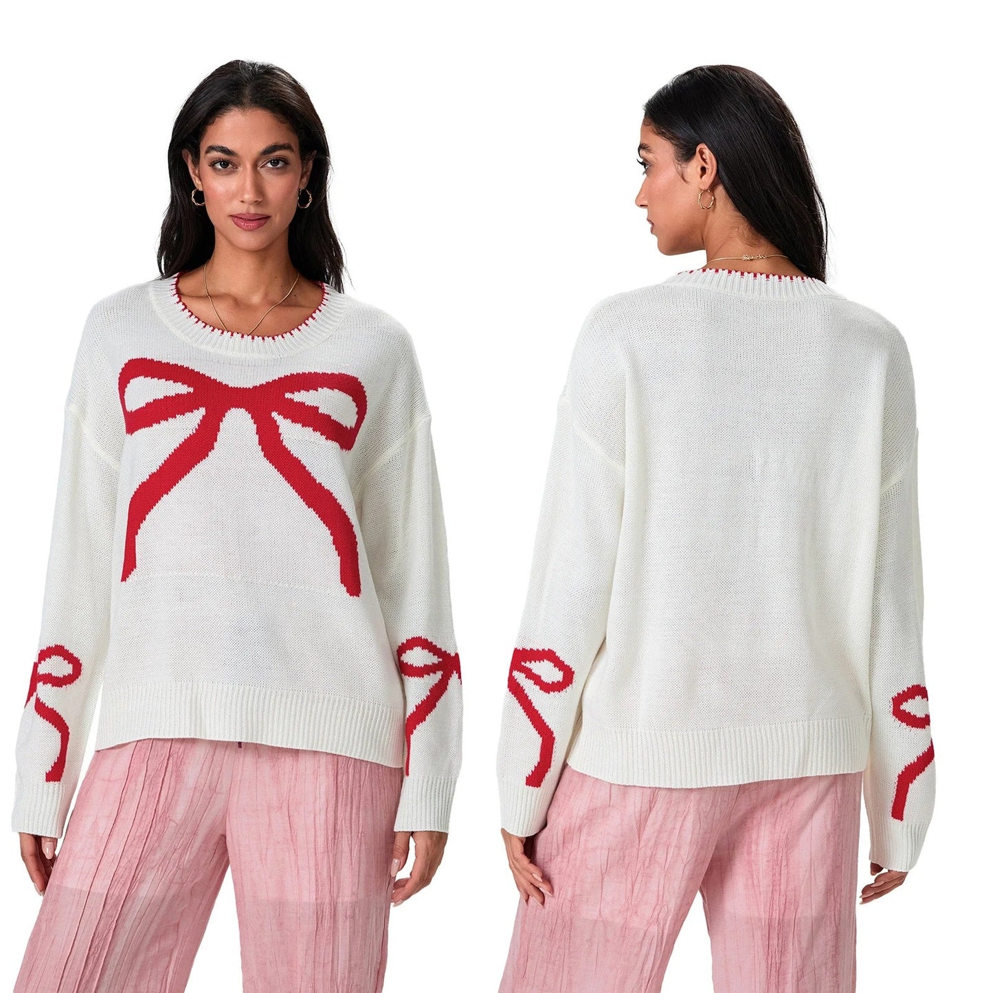 LM | MW - Festive knitted sweater with bow design
