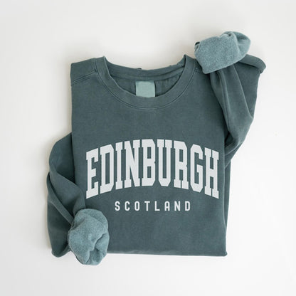 Comstylish Edinburgh Scotland Print Crew Neck Sweatshirt