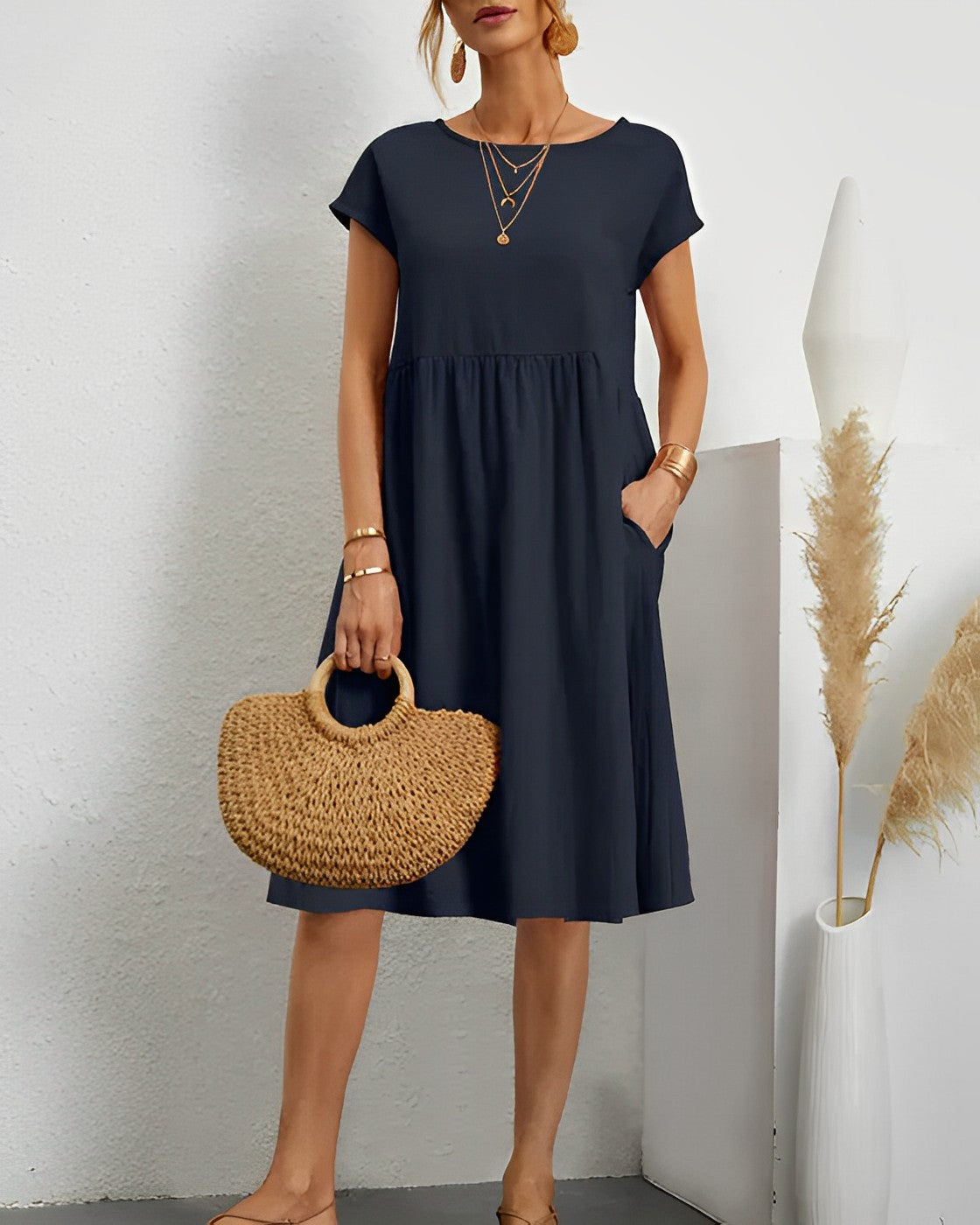 LM | Midi dress with side pocket