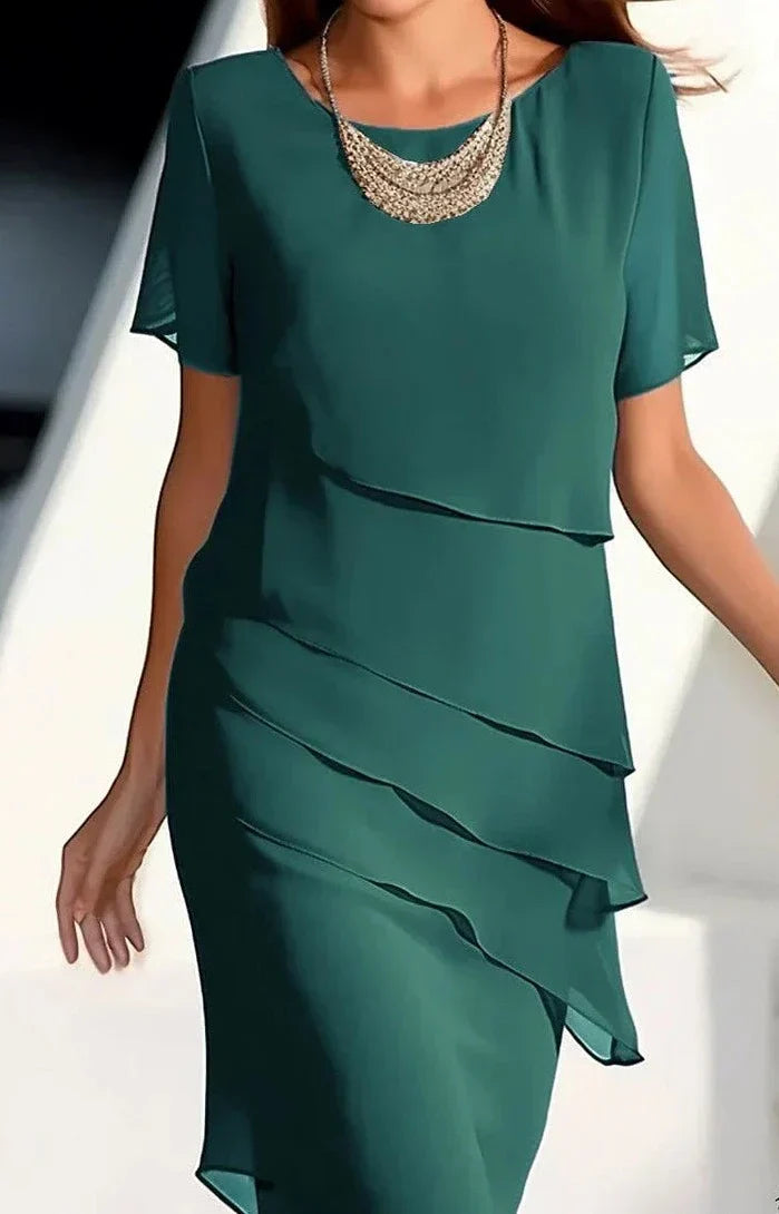 LM | Midi dress in chiffon with layers