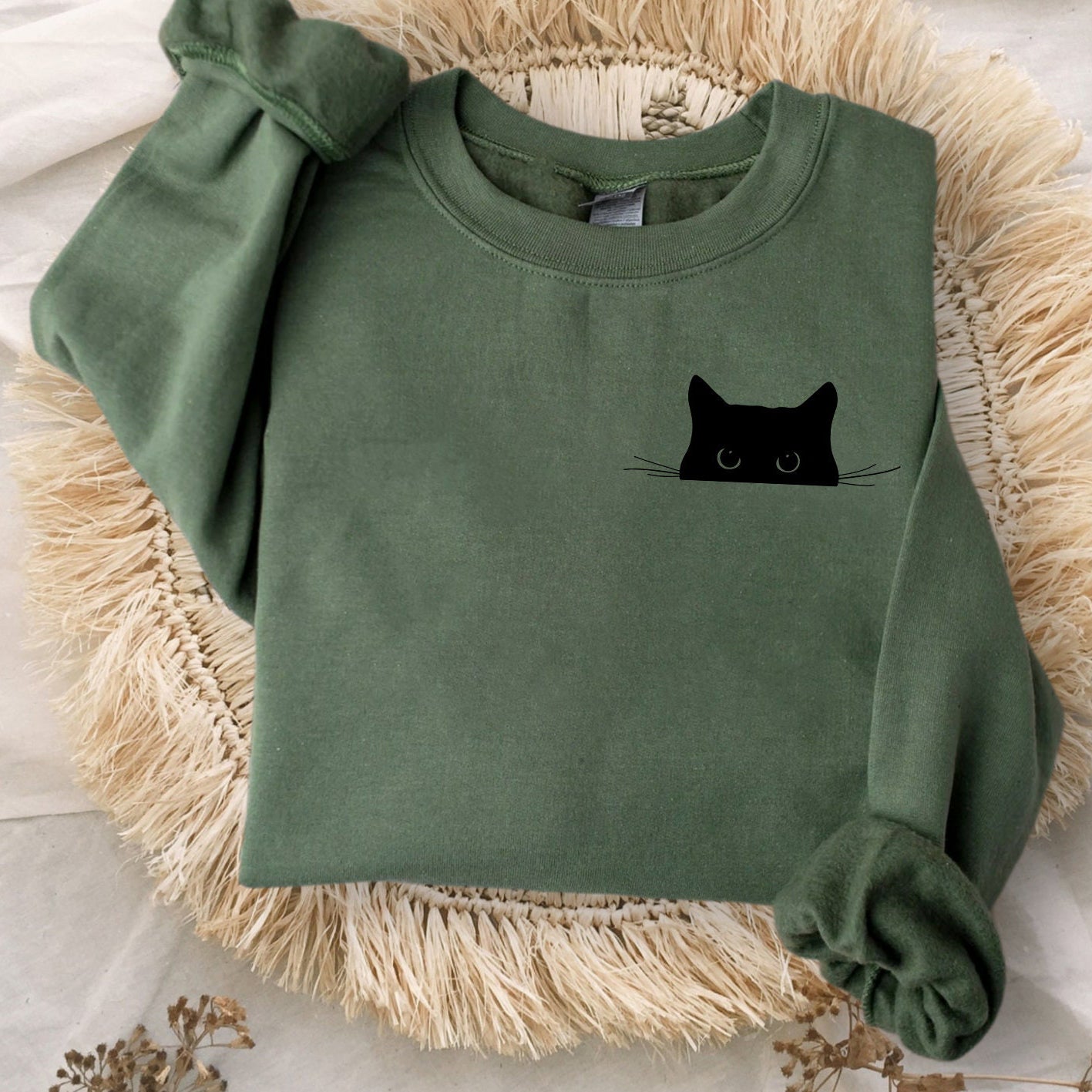 Cute Black Cat Art Print Sweatshirt elevenforest
