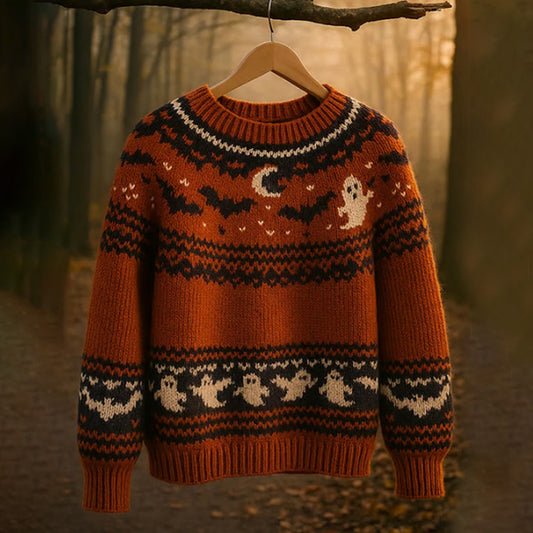 Women's Retro Halloween Print Sweater elevenforest