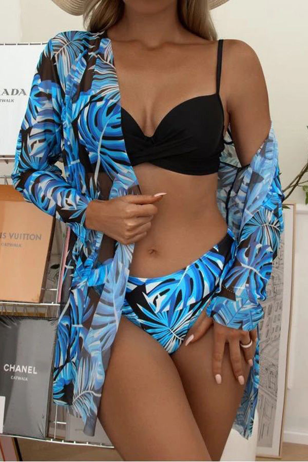 Rosalía® | Tropical Print Wrap Underwire Bikini With Cover-up