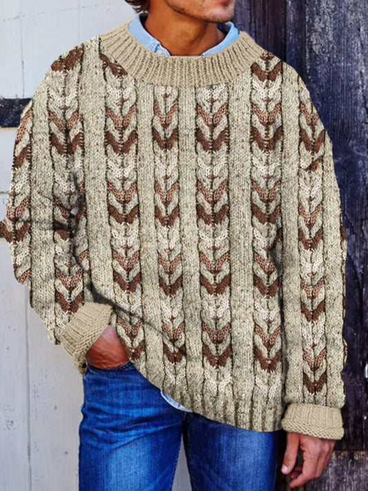 Men's Vintage Cable Jacquard Cozy Knit Sweater artswardrobe