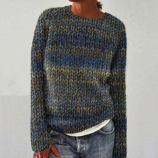 Women's Vintage Colorful Chunky Knit Crochet Art Cozy Sweater elevenforest