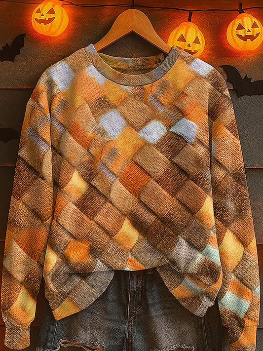 Women's Autumn Colorblock Crew Neck Sweater artswardrobe