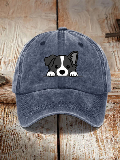 Comstylish Unisex Casual Pet Dog Print Washed Hat