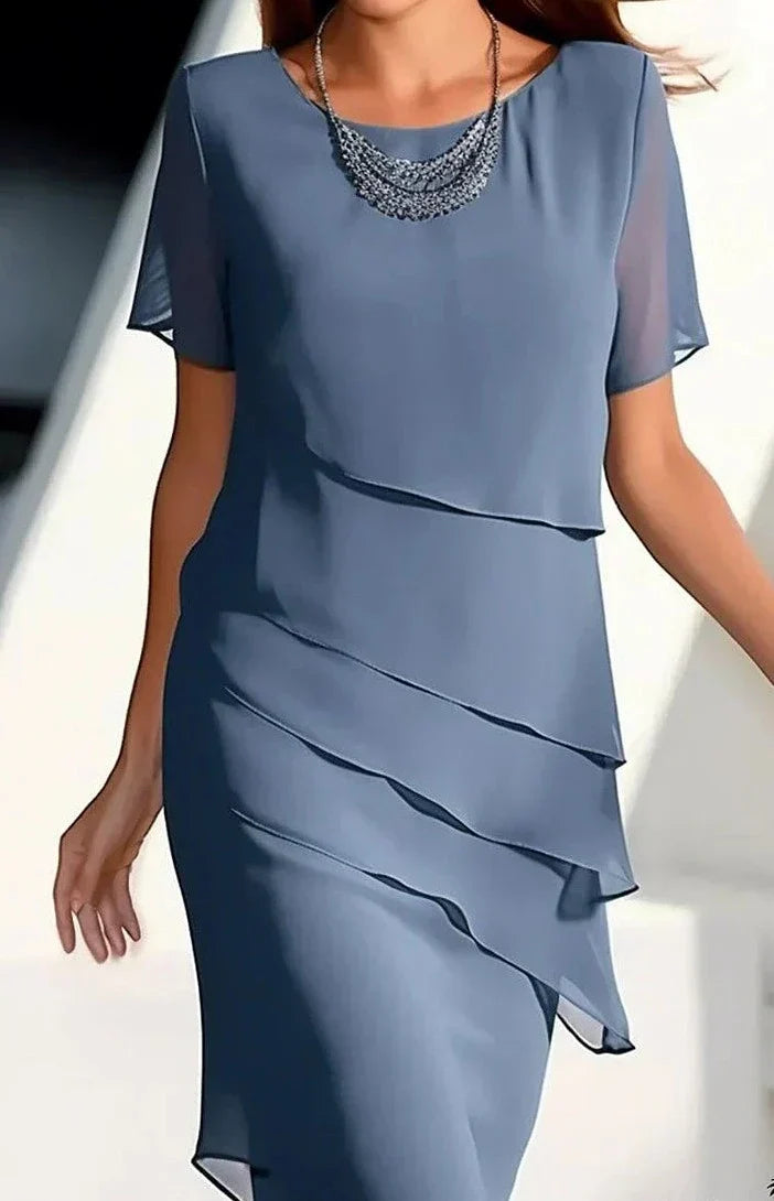 LM | Midi dress in chiffon with layers