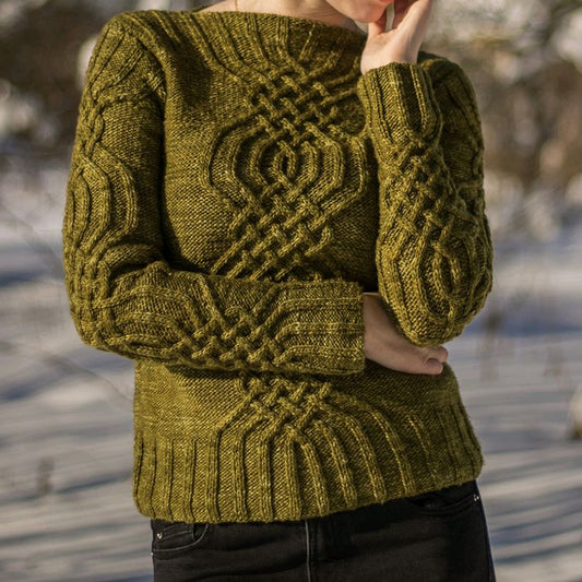 Vintage Chunky Knit Cable Jacquard Aran Sweater elevenforest