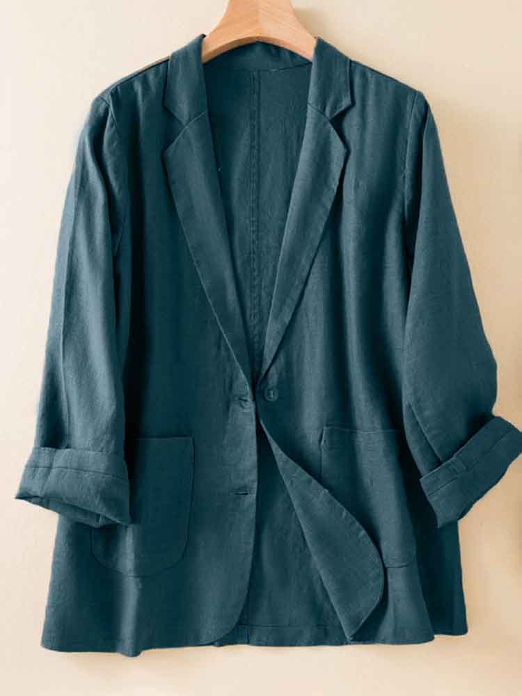 Women's Simple Versatile Linen Blend Casual Jacket artswardrobe