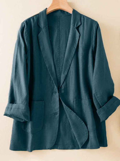 Women's Simple Versatile Linen Blend Casual Jacket artswardrobe