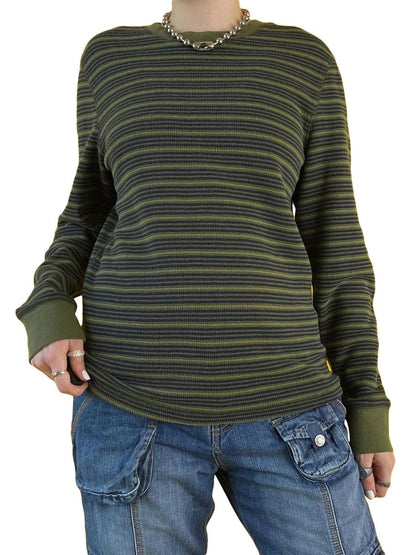 LM | MW - Striped long-sleeved shirt with round neckline