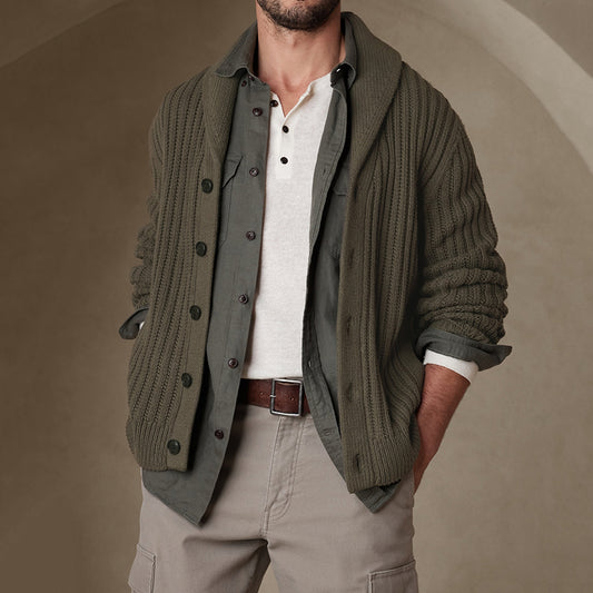 Men's Vintage Hand-knitted Warm Cardigan Sweater artswardrobe
