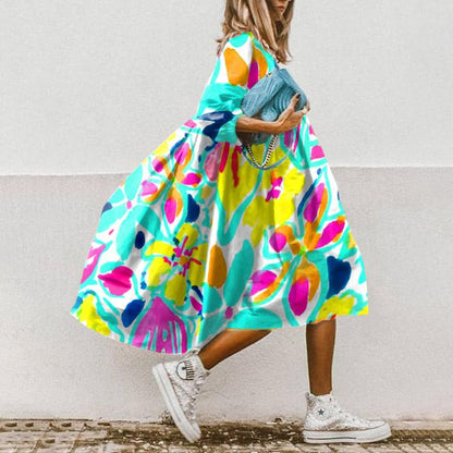 LM | Flowing midi dress with floral pattern