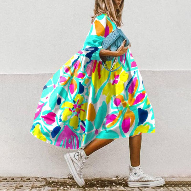 LM | Flowing midi dress with floral pattern