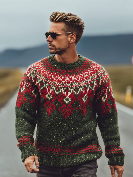 Christmas Geometric Pattern Men's Icelandic Sweater artswardrobe