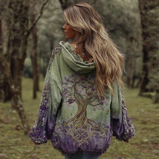 Comstylish Women's Vintage Viking Tree Of Life Thermal Hoodie