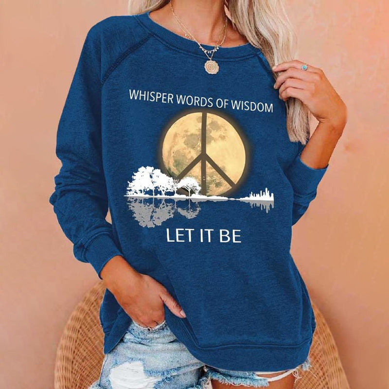Comstylish Hippie Guitar Lake Whisper Words Of Wisdom Let It Be Print Sweatshirt
