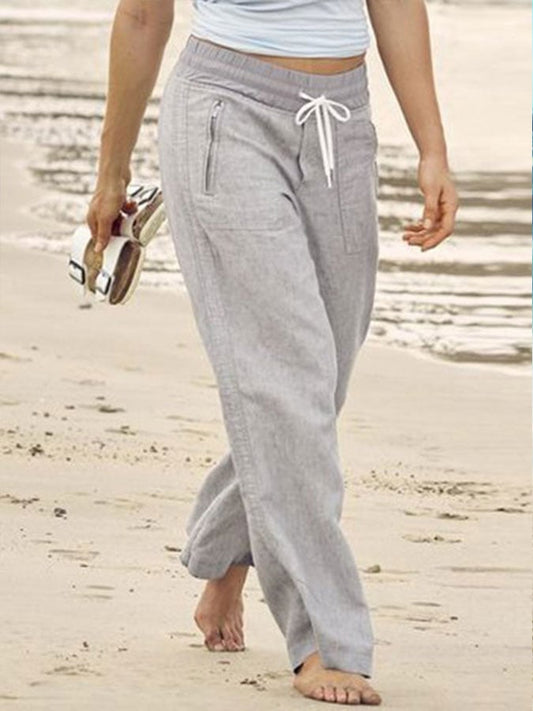 Women's Pocket Casual Cotton Linen Pants