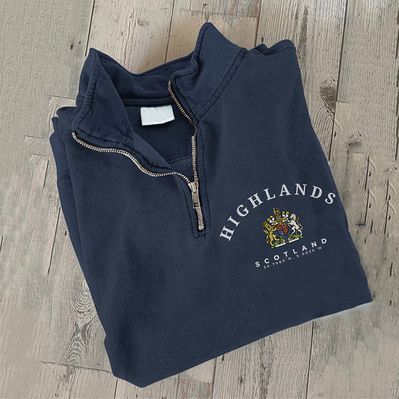 Comstylish The Scottish Highlands Print Zipper Casual Sweatshirt
