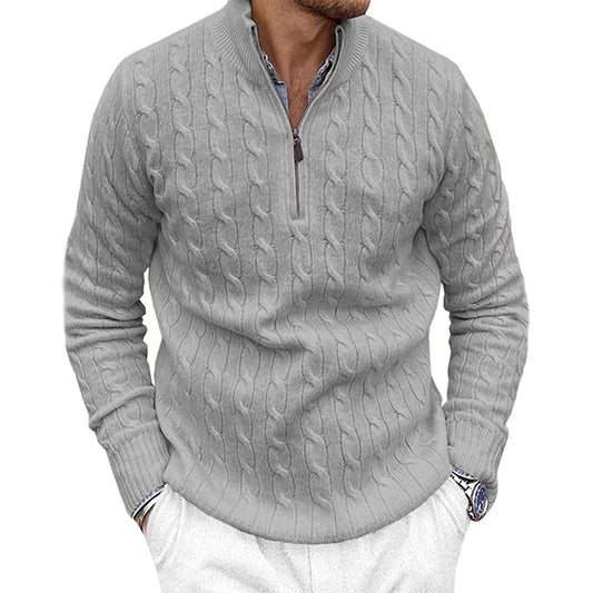 Men's Solid Color Knitted Zipper Sweater elevenforest