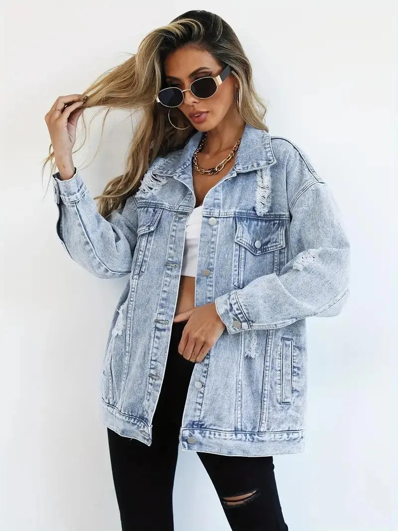 LM | Trendy oversized denim jacket for women