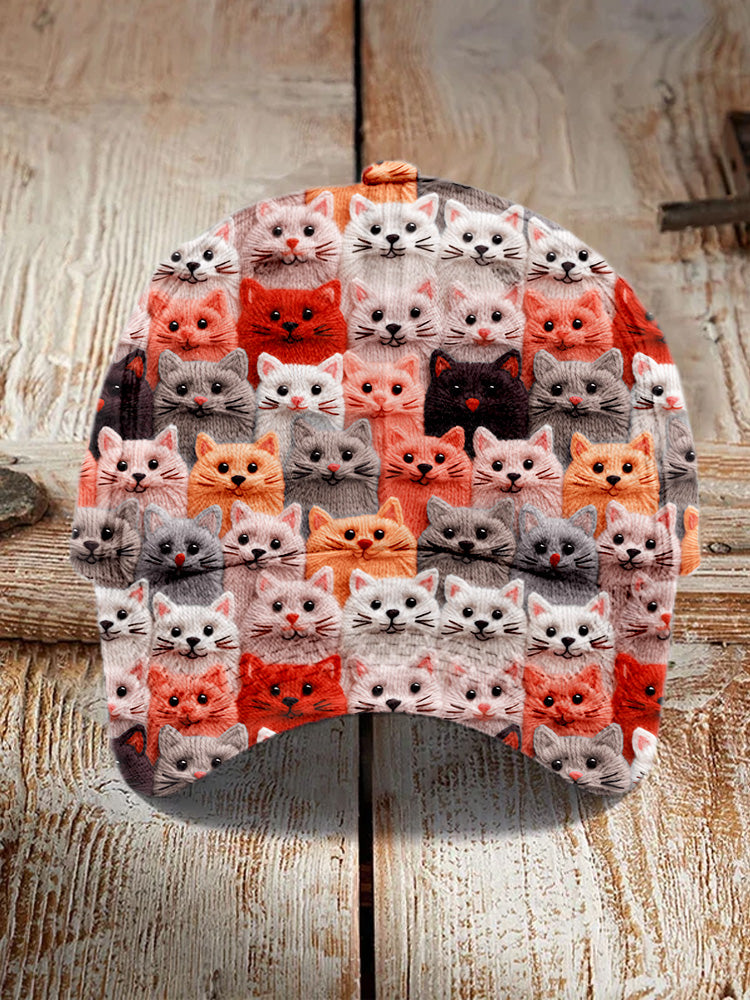 Comstylish Colorful Cute Cats Embroidered Vintage Cap
