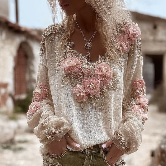 Bohemian Style Casual Vintage Long-sleeved Top artswardrobe