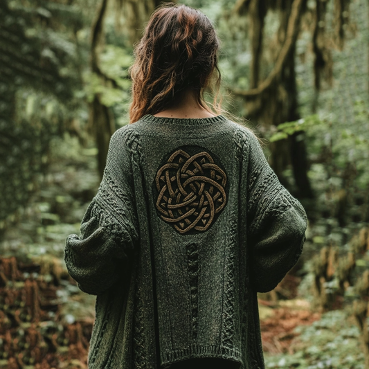 Vintage Irish Celtic Knot Knitted Cozy Jacquard Cardigan elevenforest