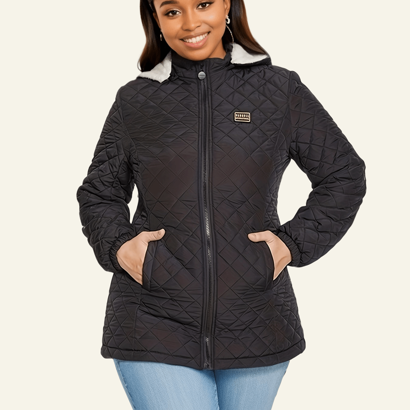 LM | Elegant oversized quilted jacket with hood