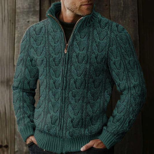 Men's Vintage Fairman Island Knitted Pattern Zip Sweater elevenforest
