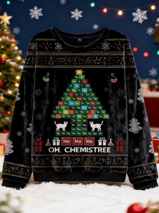 Funny Chemical Element Christmas Tree Christmas Ugly Flannel Sweater elevenforest