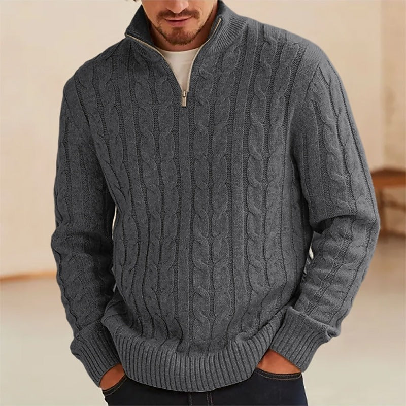 Vintage Knit Warm Jacquard Iceland Half Zip Neck Sweater elevenforest