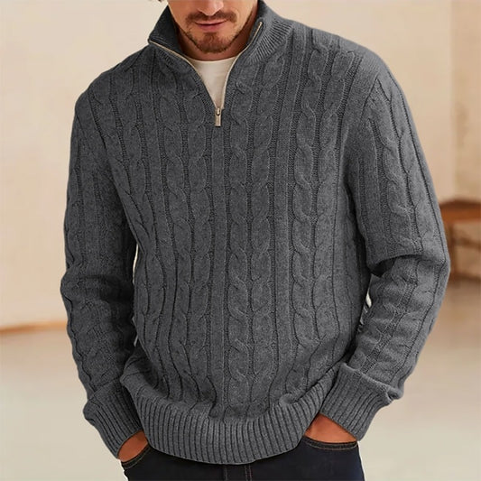 Vintage Knit Warm Jacquard Iceland Half Zip Neck Sweater elevenforest