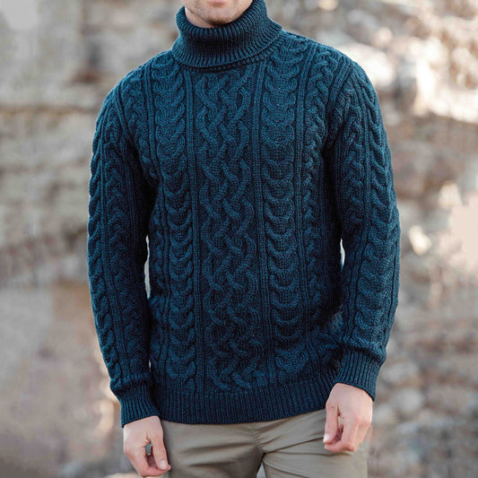 Men's Vintage Jacquard Knit Wool Turtleneck Sweater elevenforest
